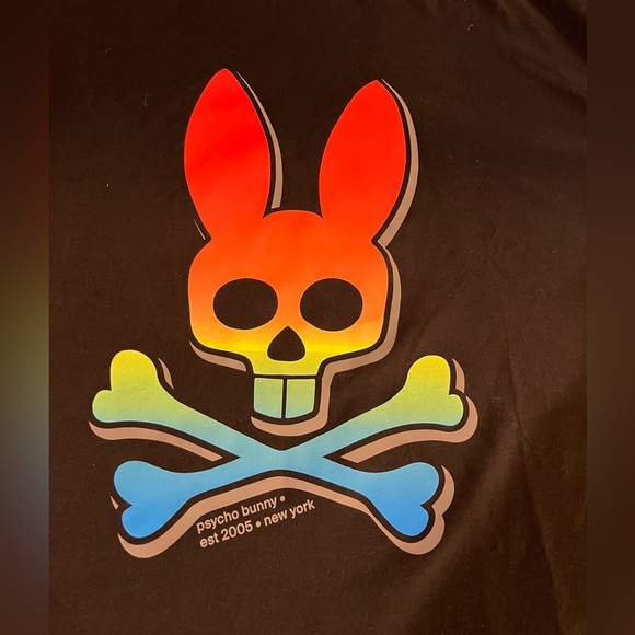Psycho Bunny Black Tee with Skull Bunny Patch Size 5XLT - Picture 5 of 8
